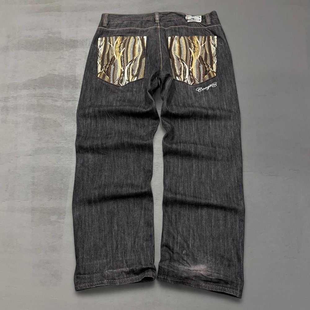 Vintage COOGI Crazy Jeans Men's Dark Wash Embroidered Pocket Denim Pants 42 x 34